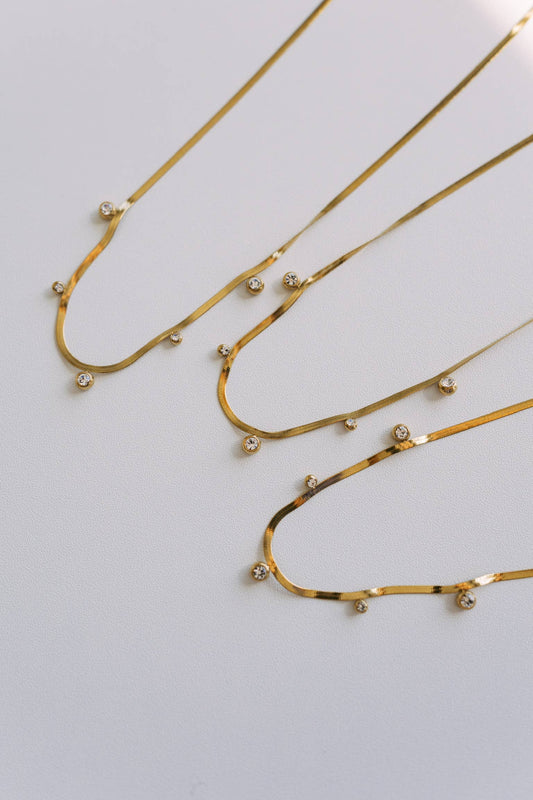 Cassi Thin Herringbone Crystal Necklace